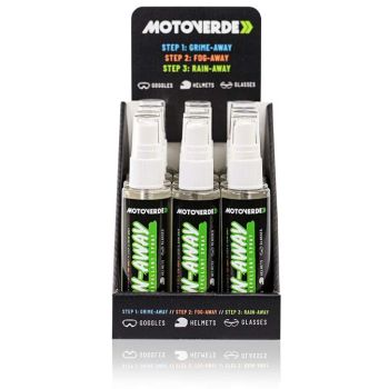 75ml x 12 Motoverde Rain-Away Water Repellent Spray Counter Display Pack