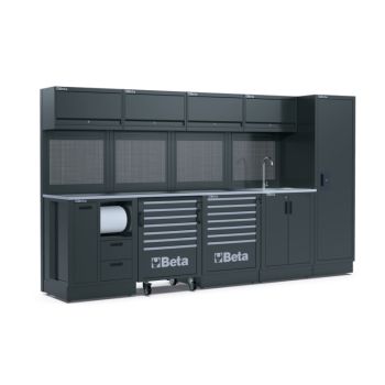Workshop Equipment Combination RSC50 with 2.240mm Worktop, Drawers, Roller Cab, Sink, and Tool Panels - BetaRSC50 RSC50 H