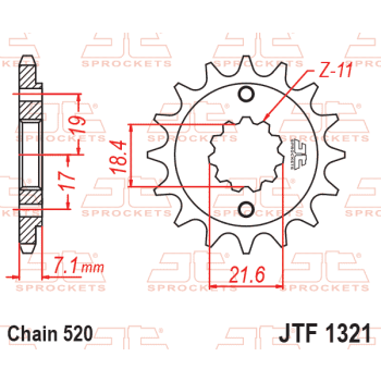 FRONT SPROCKET JTF1321.14RB RUBBER CUSHIONED 520
