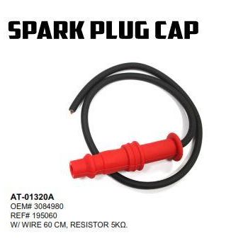 SPARK PLUG CAP & WIRE POLARIS, BRONCO AT-01320A, 3084980 195060, W/ WIRE 60 CM, RESISTOR 5K?.