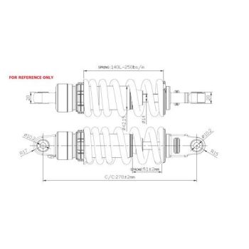 SHOCK REAR 270mm KXL110, MX-04363-1, SHOCK ABSORBER 270mm