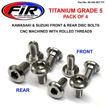 TI GR5 BOLTS DISC KAW/SUZ KIT/8, TITANIUM FRONT & REAR RM KX KXF, / FIR BRAND