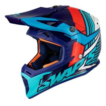 MX HELMET XS 54 WHITE/BLUE 21, SWAP'S S818 FULL FACE CSW6G1101, !! ACU GOLD APPROVED !!