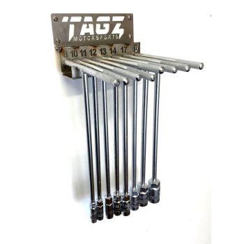 TAGZ ORGANISER T-BAR RACK S STEEL, STAINLESS STEELS 304 BRUSHED DP1, FITS UP TO 8 T-BARS