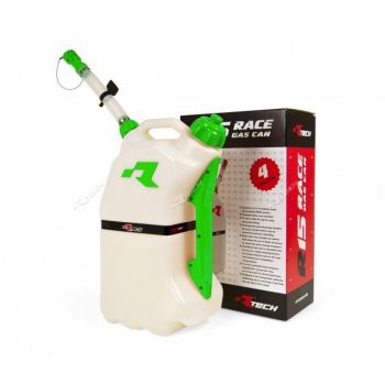 RTECH R15 FUEL CAN 15Ltr. WHITE/GN, RTECH R-GASCAVE0017 JUG, JERRY CAN