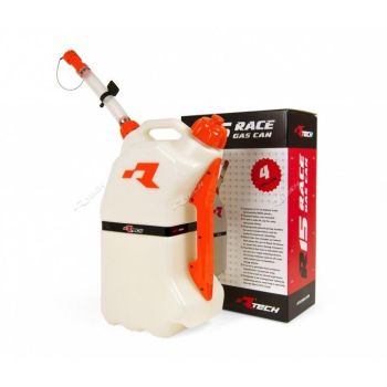 RTECH R15 FUEL CAN 15Ltr. WHITE/OR, RTECH R-GASCAAR0017 JUG, JERRY CAN