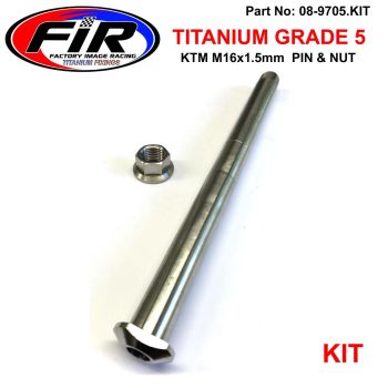 KTM M16x1.5mm SWINGARM PIN & NUT, GR5 79004037100 & 54804038000, FIR-BARND / TITANIUM GRADE 5