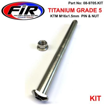 KTM M16x1.5mm SWINGARM PIN & NUT, GR5 79004037100 & 54804038000, FIR-BARND / TITANIUM GRADE 5