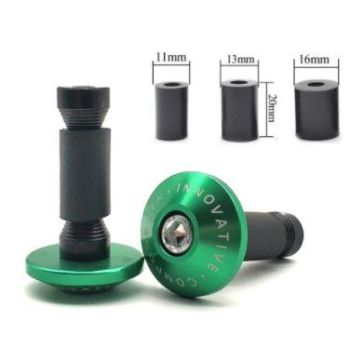 BAR END CAPS 12-18mm GREEN, Anti Vibration Silder Plug Yamaha Kawasaki honda