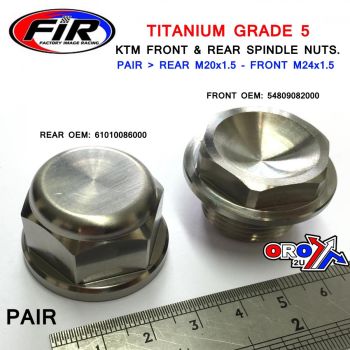 KTM FRONT & REAR SPINDLE NUTS, TITANIUM GRADE 5 / OEM 61010086000 & 54809082000