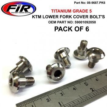 FORK COVER BOLTS KTM SET OF 6, TITANIUM GRADE 5 / , OEM PART NO: 59001092050