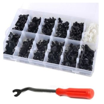350 PIECE PLASTIC RIVET KIT WITH CLIP WRENCH TOOL PANEL CLIPS