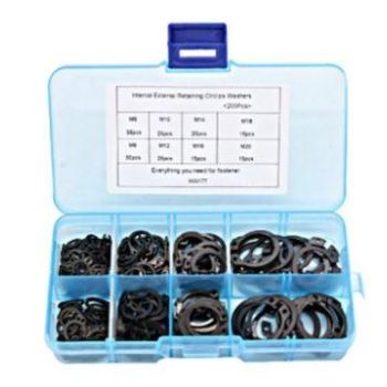BOX EXTERNAL CIRCLIPS 200pcs 6-20mm, M6 M8 M10 M12 M14 M16 M18 M20 C-CLIP