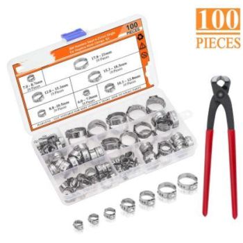 100pcs CLIPS TOOL CLAMP SET 6-21mm, STEPLESS / fuel line clamps clips & Crimps
