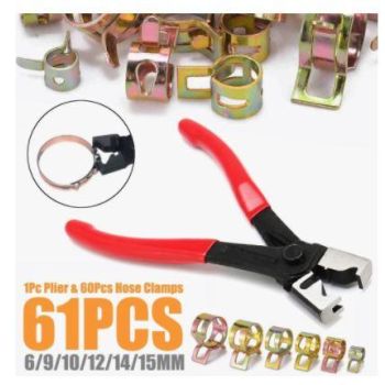 60 PCS HOSE SPRING CLAMP KIT, INCLUDES HOSE CLIP TOOL 6-15mm