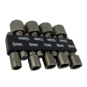 9PCS NUT HEX SOCKET DRIVER SET, 5mm - 13mm / DRILL / SCREWDRIVER