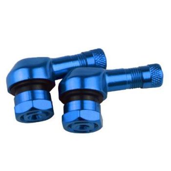 (PACK OF 2) TUBELESS BOLT ON TYRE VALVE, 10mm x 11.3mm 90° DEGREE STEM, BLUE
