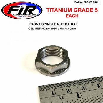 GR5 FRONT SPINDLE NUT KX KXF, 92210-0065 M18x1.50mm, TITANIUM FACTROY IMAGE RACING