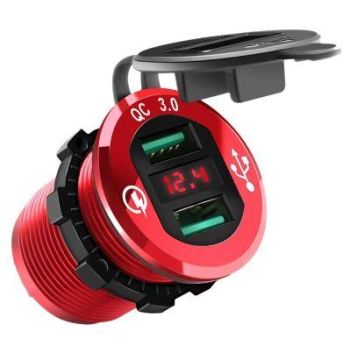 QUICK CHARGING SOCKET 3.0 DUAL USB RED