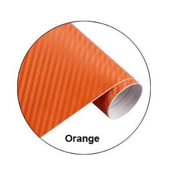 CARBON FIBER DECAL 30x127cm ORANGE, 3D FIBER VINYL SHEET
