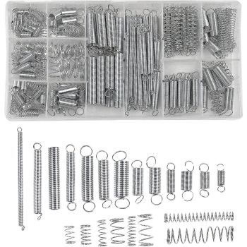 SPRING ASSORTMENT KIT 200PC ZINC PLATED STEEL EXTENSION COMPRESSION 20 SIZES
