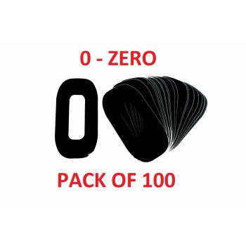 RACE NUMBERS - 0 ZERO - BLACK, PACK OF 100 / 15cm 6" / VINYL STICKER