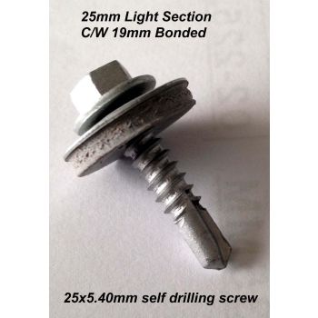 25x5.40mm TEK STITCHING EACH, TEK SCREWS FOR LIGHT SECTION, SELF DRILLING SCREWS