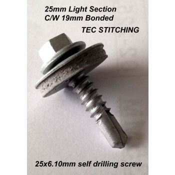 25x6.30mm TEK STITCHING EACH, TEK SCREWS FOR LIGHT SECTION, SELF DRILLING SCREWS