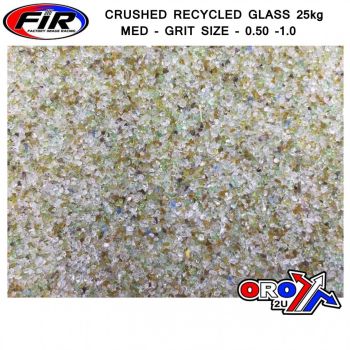 CRUSHED RECYCLED GLASS 25kg, MED - GRIT SIZE - 0.50 -1.0 / SAND BLASTING GRIT MEDIA SHOT BLASTING
