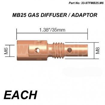 MB25 GAS DIFFUSER / ADAPTOR, FOR M6 CONTACT TIP, 110-102 142.0001