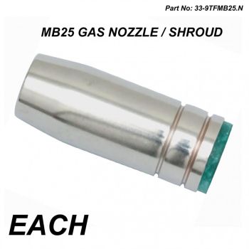 MB25 GAS NOZZLE / SHROUD, ID 15mm X OD 22mm X L 57.60mm
