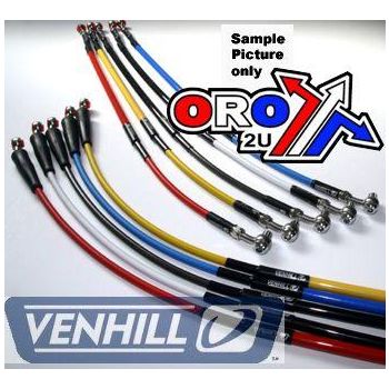 HOSE FRONT BRAKE SILVER / BLK, VENHILL H02-1-050/P, HONDA 90-03 XR600R