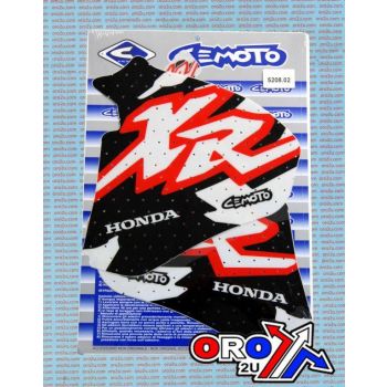 86-02 XR600 CEMOTO DECAL SET, HONDA DECAL KIT 5208.01/02, RAD AND TANK
