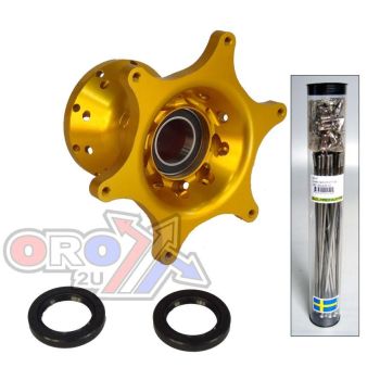 HUB FRONT GOLD KTM 00-13, & STAINLESS STEELT SPOKE SET, 53-103111 GOLD