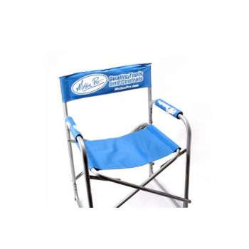 DIRECTOR CHAIR WHITE BLUE CAMPING PADDOCK SEAT MOTION PRO