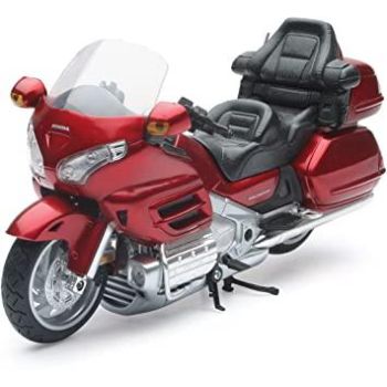 MODEL DIE CAST HONDA GOLD WING, RED AND BLACK, SCALE 1:12, NEWRAY 57253A, ROAD