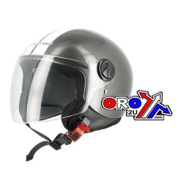 HELMET ROAD SM 56 GREY/WHITE, HALF JET VISOR S-LINE S740, DEC4F1202