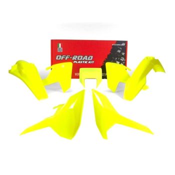 PLASTIC KIT ENDURO 17-18 HUSKY TE/FE/TX, 5 PIECE ,COLOUR NEON YELLOW, RTECH R-KITHSQ-GF0-517
