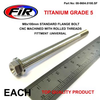 TITANIUM GR5 BOLT M8 x 100mm EACH, FLANGE OD: 14mm / HEX SIZE: 10mm, /