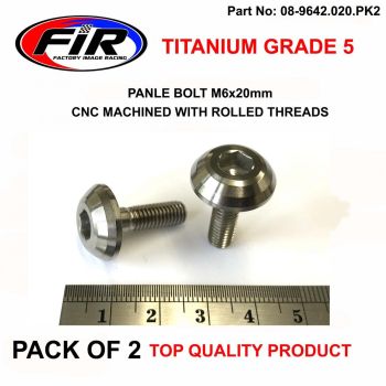 TITANIUM GR5 PANEL BOLT M6X20mm, PACK OF 2 / METRIC COARSE