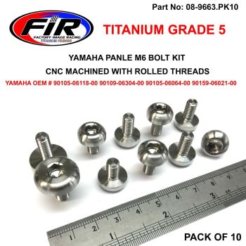 TITANIUM GR5 SIDE PANEL BOLTS PK10, YAMAHA 2x10mm 6x12mm 2x14.5mm, FIR BRAND / PACK OF 10