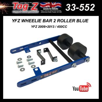 YFZ WHEELIE BAR 2 ROLLER BLUE, ATV QUAD WHEELIE SAVER / CATCH, 3.4KG 34x22x7cm / YFZ 2009>2013