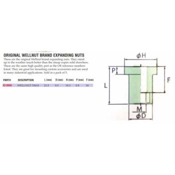 WELLNUT M5X0.8 21.5 OEM ORIGINAL (5PK), K&L 35-8066