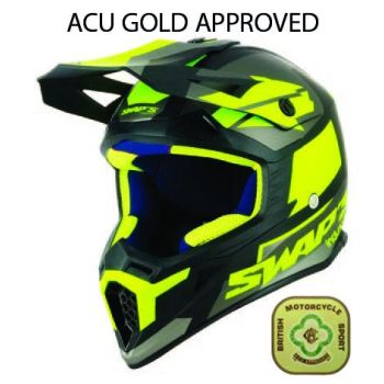 MX HELMET XS 54 BLACK/GREEN, SWAP'S S818 FULL FACE CSW8G1101, !! ACU GOLD APPROVED !!