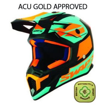 MX HELMET XL 62 BLACK/ORANGE, SWAP'S S818 FULL FACE CSW7G5105, !! ACU GOLD APPROVED !!