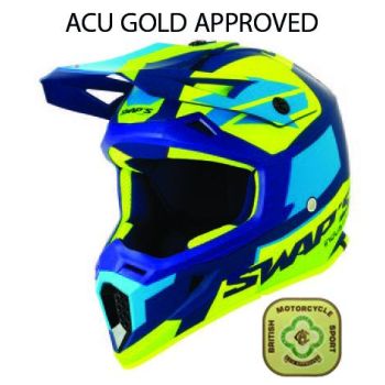 MX HELMET XL 62 BLUE/YELLOW, SWAP'S S818 FULL FACE CSW3G4105, !! ACU GOLD APPROVED !!
