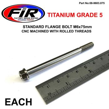 TITANIUM GR5 BOLT M6 x 75mm EACH, FLANGE OD: 11mm / HEX SIZE: 8mm, /
