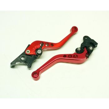 LEVER SET CNC KTM 990 DUKE 6 positions lever adjustment., BLACK / RED