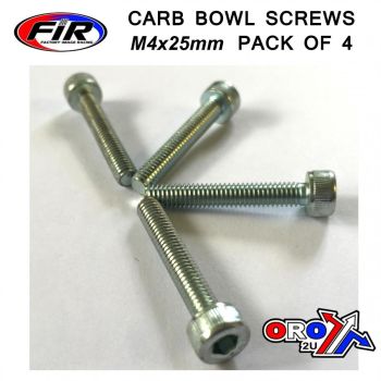 M4 x 25mm PK/4 CARB FLOAT BOWL, STEEL BZP SCREWS PACK OF 4, / RE 08-9640.012