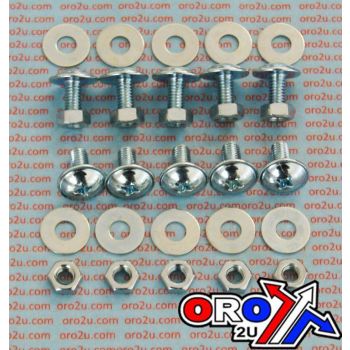 M6 x 13mm Dome Head Chrome Bolt, Nut & Washer Set - Pack Of 10 - 30pcs Kit